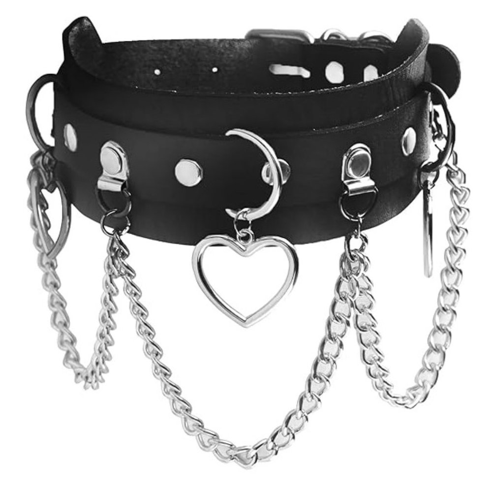 Black PU Leather Vintage choker, collar Adjustable